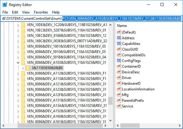 Navegue hasta el Controlador AHCI y luego el Número aleatorio en el Editor del Registro