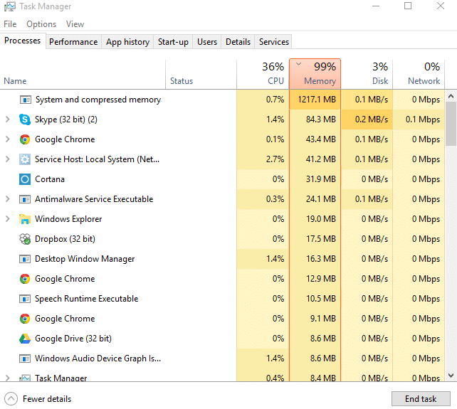 Arreglar el uso del disco al 100% en el Administrador de tareas en Windows 10