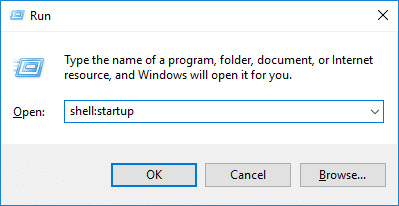 Presione la tecla de Windows + R, luego escriba shell: inicio y presione Entrar