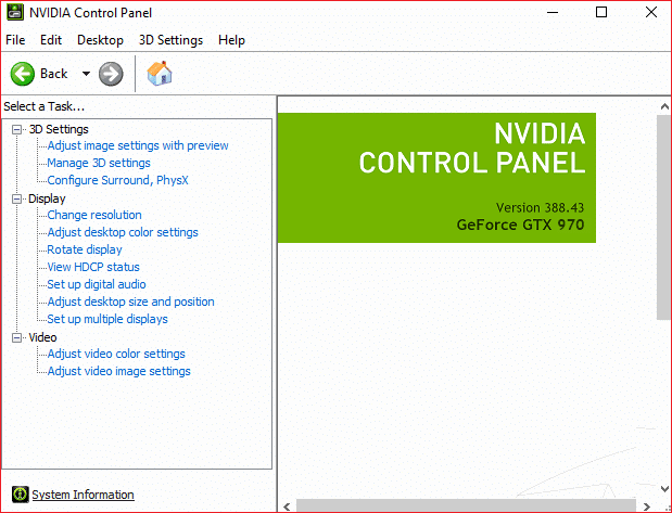 Arreglar el panel de control de NVIDIA que falta en Windows 10