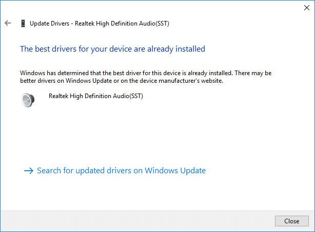 Cele mai bune drivere pentru dispozitivul dvs. sunt deja instalate (Realtek High Definition Audio)