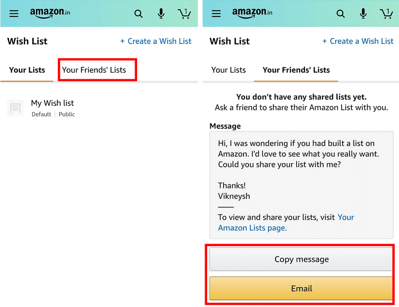pilih opsi Email pesan ini yang disediakan oleh Amazon.