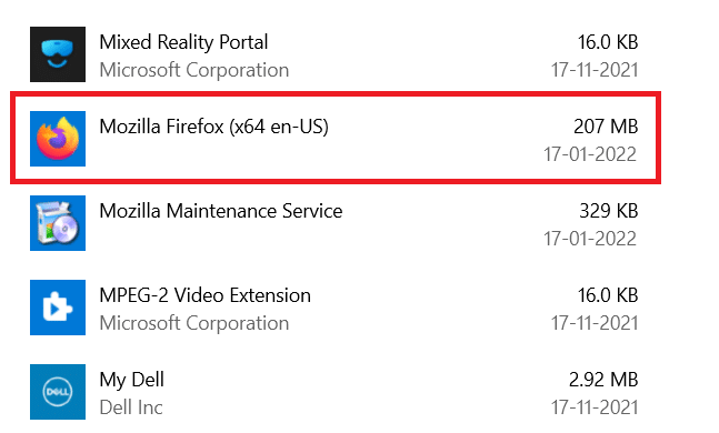 Gulir ke bawah dan pilih Mozilla Firefox.