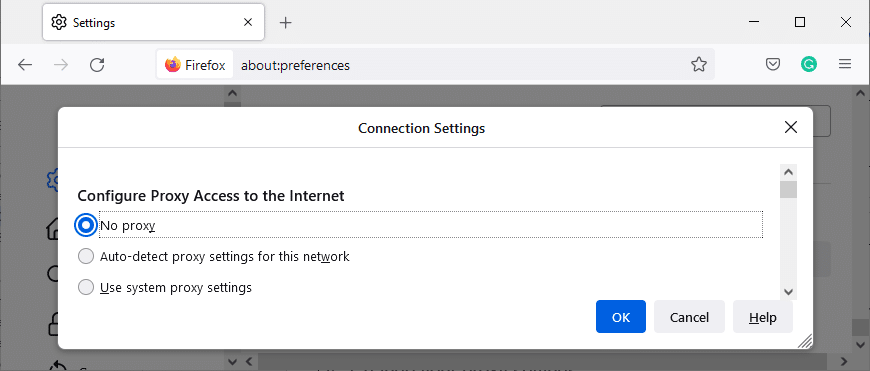 Sekarang, klik opsi No proxy. Kemudian, klik OK untuk menyimpan perubahan. Cara Memperbaiki Firefox Tidak Memuat Halaman