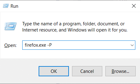 ketik firefox.exe P di kotak dialog Run. Cara Memperbaiki Firefox Tidak Memuat Halaman