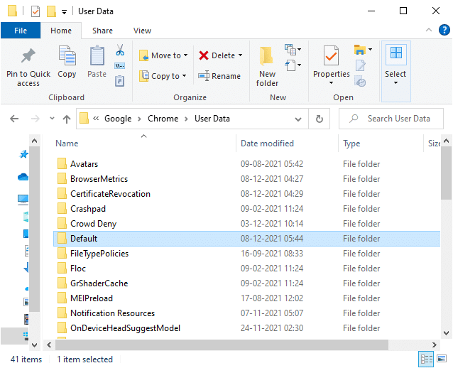 Navigieren Sie erneut zum Standardordner. Chrome-Profilfehler beheben