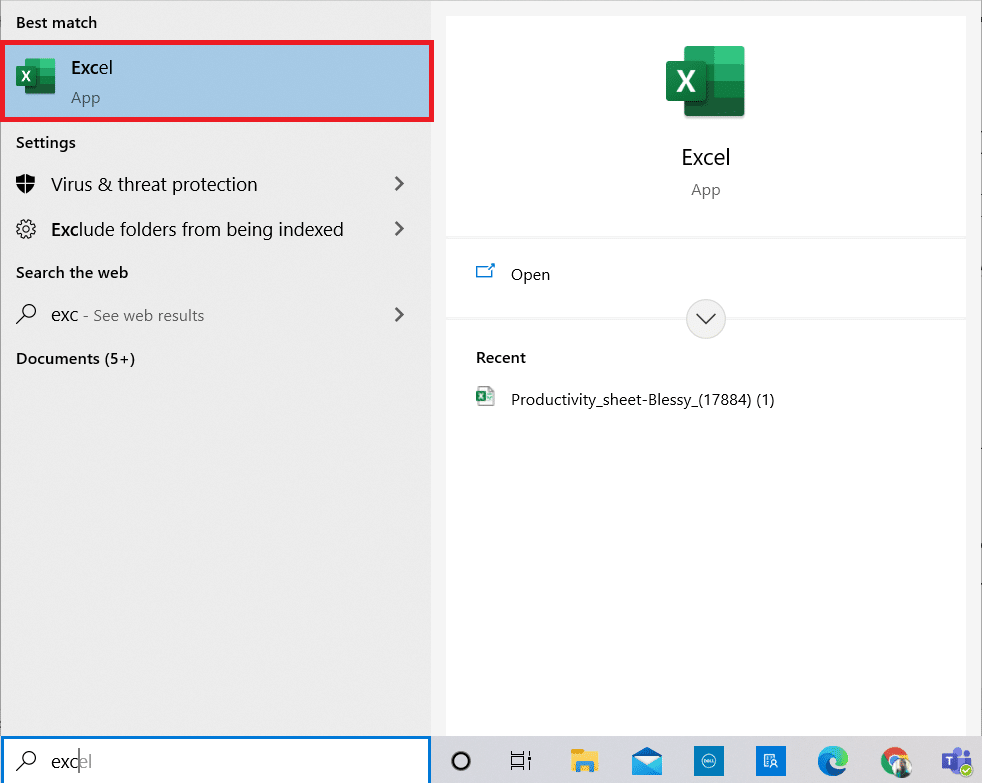Tekan tombol Windows. Ketik Excel dan buka.