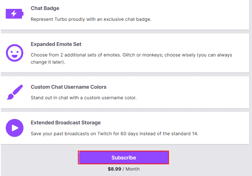 订阅 Twitch turbo