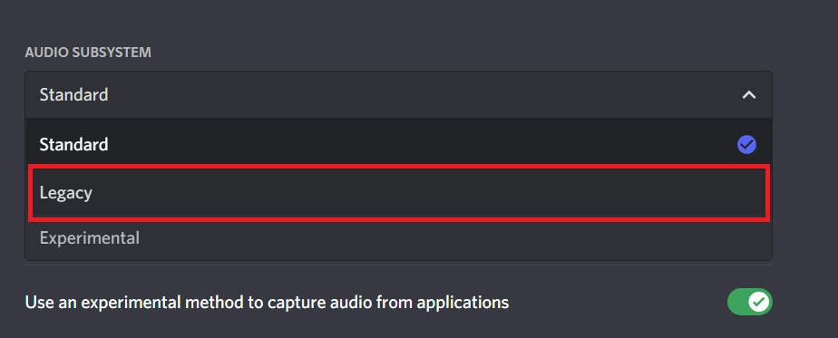 在下拉菜单中选择旧版。修复 Discord 不断崩溃或视频冻结
