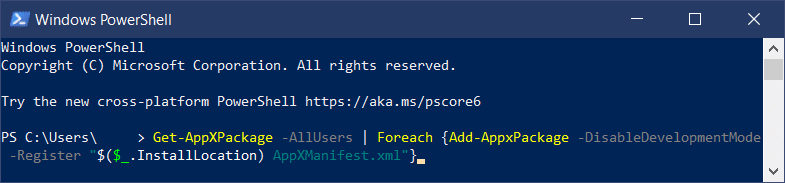 Comando de ejecución de Powershell para habilitar la clave de Windows