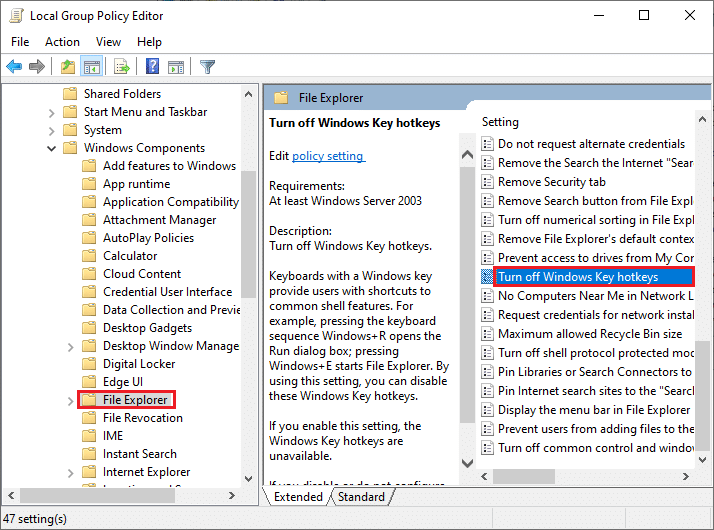 haga doble clic en la configuración Desactivar teclas de acceso rápido de Windows en el editor de políticas de grupo local. Arreglar clave de Windows deshabilitada