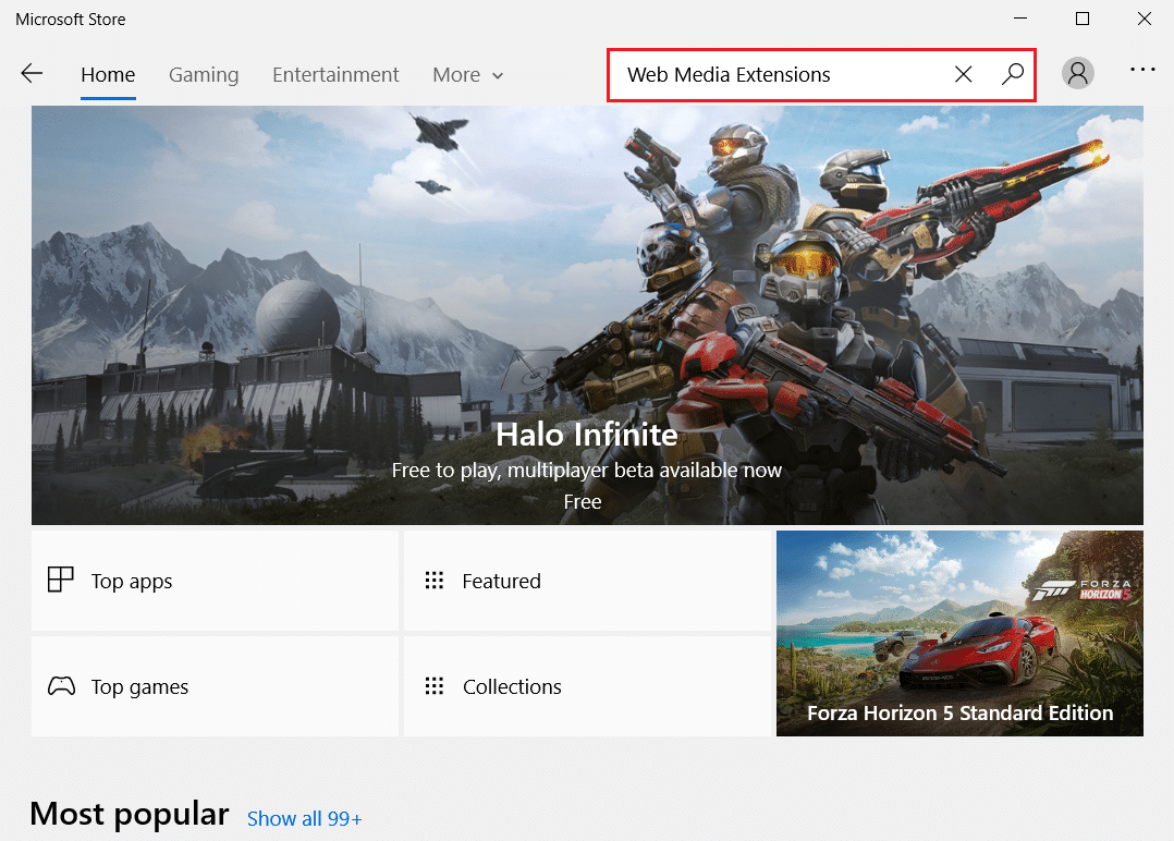 busque extensiones de medios web en Microsoft Store