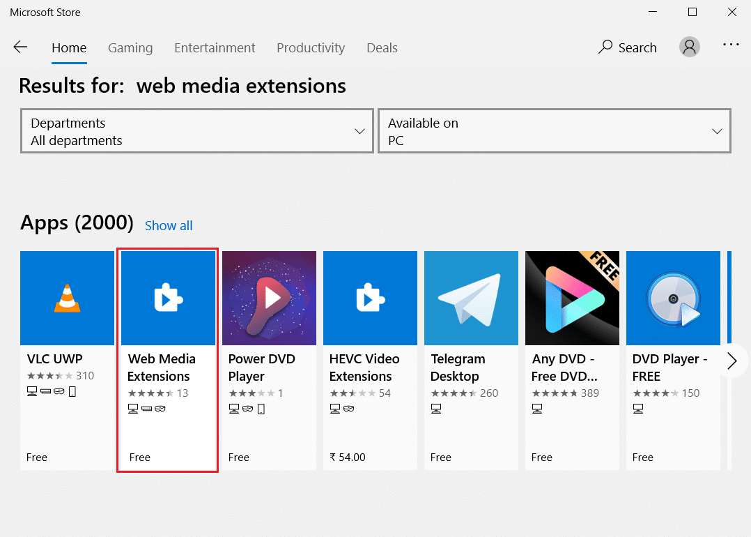 seleccione la aplicación de extensiones de medios web del resultado de búsqueda en Microsoft Store. Cómo reproducir archivos OGG en Windows 10