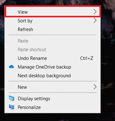 右鍵單擊桌面。單擊查看。如何在 Windows 10 上創建極簡主義桌面