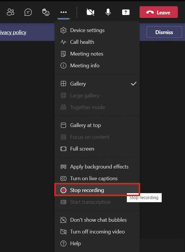 세 개의 점을 클릭하고 녹화 중지를 선택하여 회의 녹화를 중지합니다. Microsoft Teams 녹음은 어디에 저장되나요? 녹화된 비디오에 액세스, 다운로드 및 공유하는 방법은 무엇입니까?