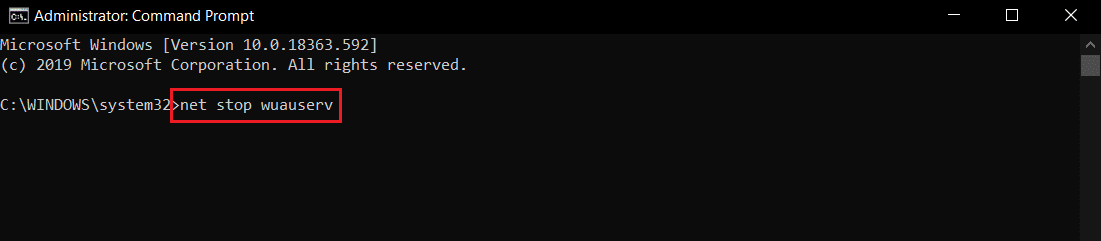 cmd 또는 명령 프롬프트에서 net stop wuauserv 명령 실행