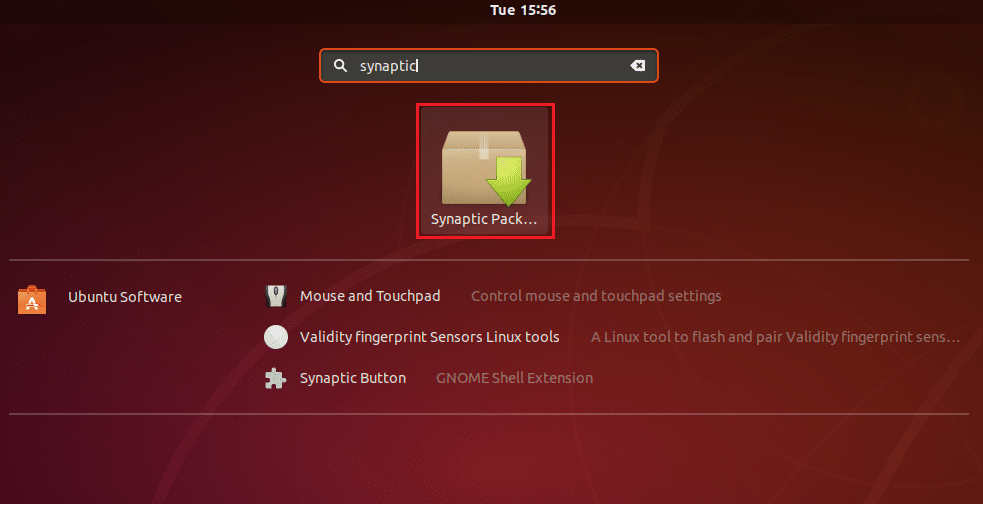 apri il gestore di pacchetti synaptic dal menu di tutte le applicazioni ubuntu linux