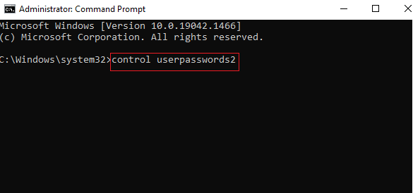 Ensuite, tapez control userpasswords2 et appuyez sur Entrée. Correction 0x80004002 Aucune interface de ce type prise en charge sur Windows 10