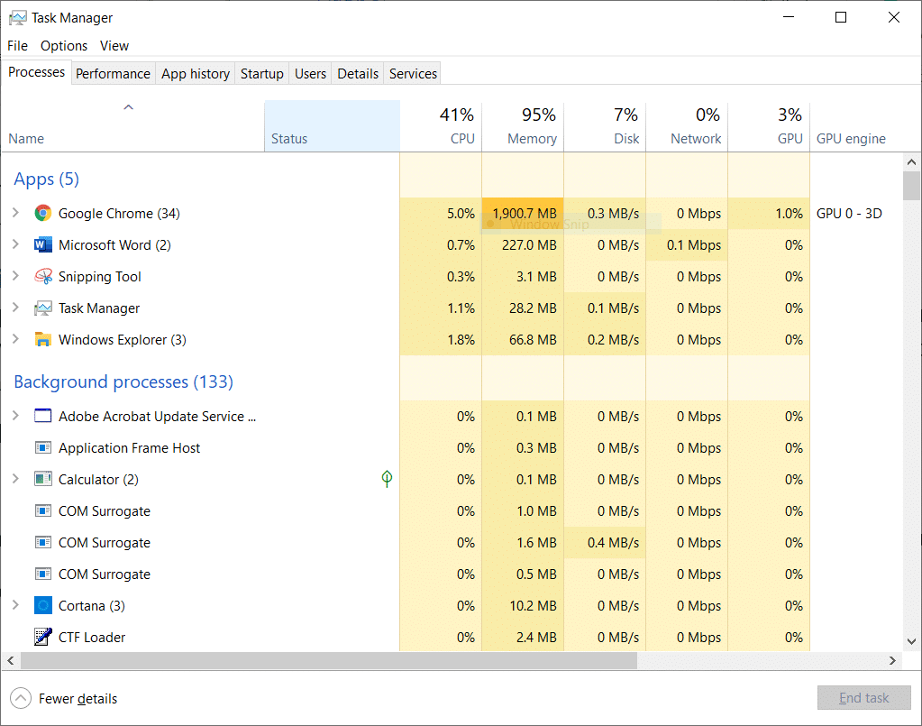 Lancez le Gestionnaire des tâches en appuyant simultanément sur les touches Ctrl, Maj et Échap. Correction de l'erreur STATUS BREAKPOINT dans Microsoft Edge