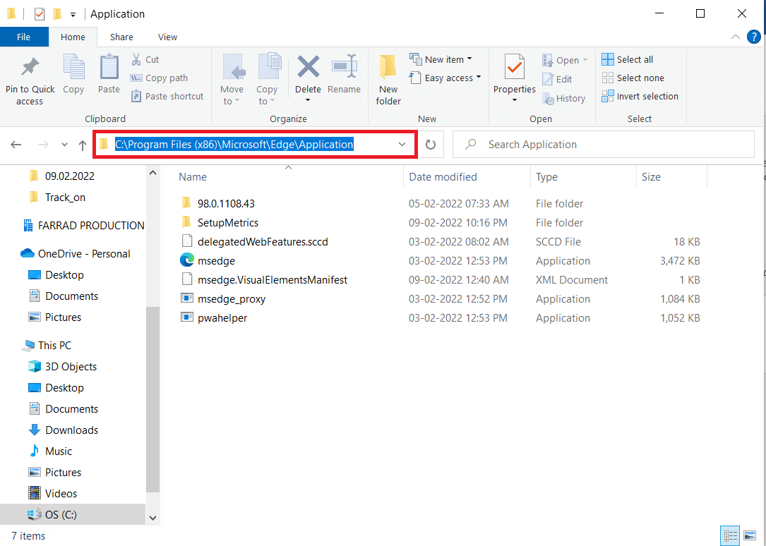 Accédez à l'emplacement de l'application. Correction de l'erreur STATUS BREAKPOINT dans Microsoft Edge