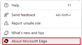 cliquez sur À propos de Microsoft Edge. Correction de l'erreur STATUS BREAKPOINT dans Microsoft Edge