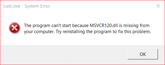 修复 Windows 10 中缺少 MSVCR120.dll