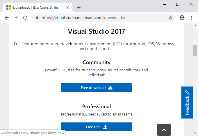 为 Visual Studio 2017 安装 Microsoft Visual C++ Redistributable