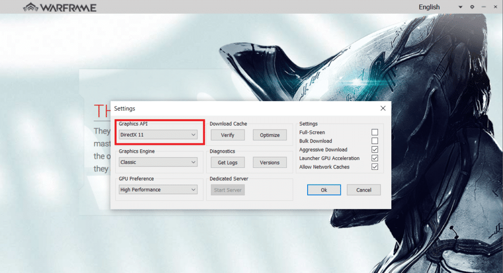 navegar-a-graphics-api-y-hacer-clic-en-directx-10 warframe