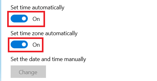 Active las opciones Establecer hora automáticamente y Establecer zona horaria automáticamente. Arreglar el error de actualización del iniciador de Warframe