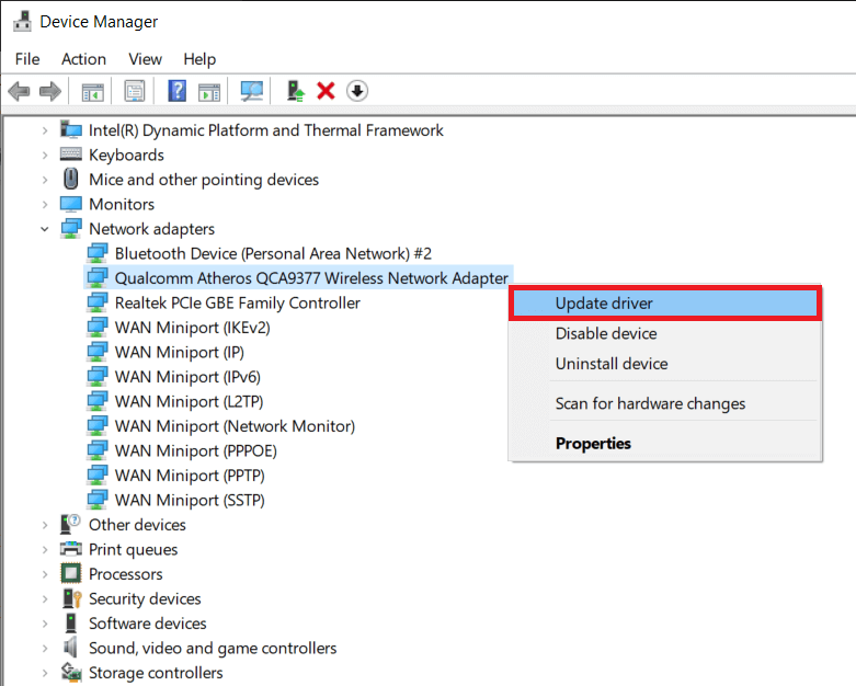 Haga doble clic en Adaptadores de red. Arreglar el error de actualización del iniciador de Warframe