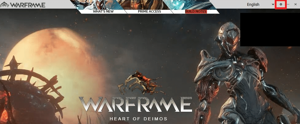 Inicie Warframe y haga clic en el ícono de Configuración en la esquina superior derecha. Arreglar el error de actualización del iniciador de Warframe