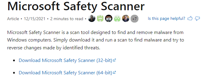 посетите страницу загрузки Microsoft Safety Scanner и загрузите его