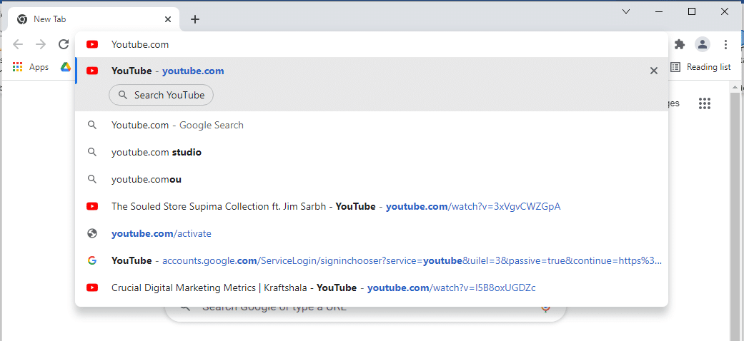 Apri YouTube sul browser