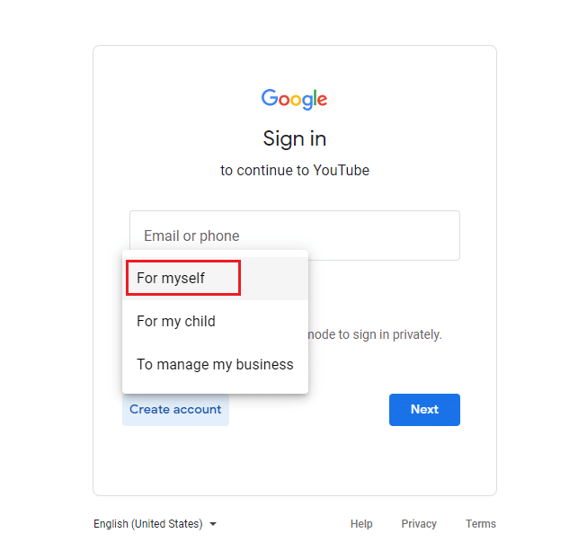 Scegli il tipo di account che desideri