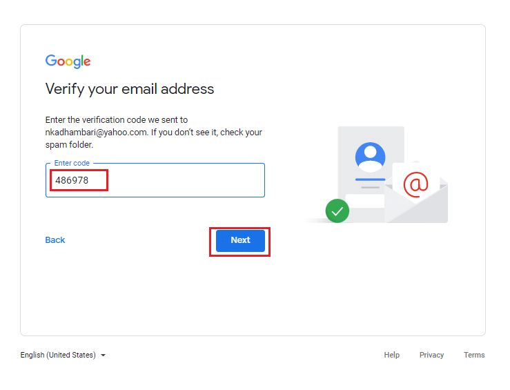 Verifica l'indirizzo email con il codice di verifica