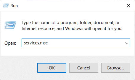 Appuyez sur les touches Windows et R puis tapez services.msc