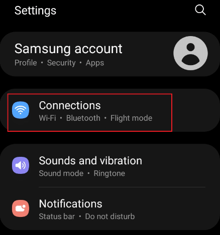 導航到電話設置上的連接 |修復 Snapchat 不會加載故事