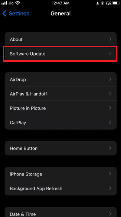 vá para atualização de software