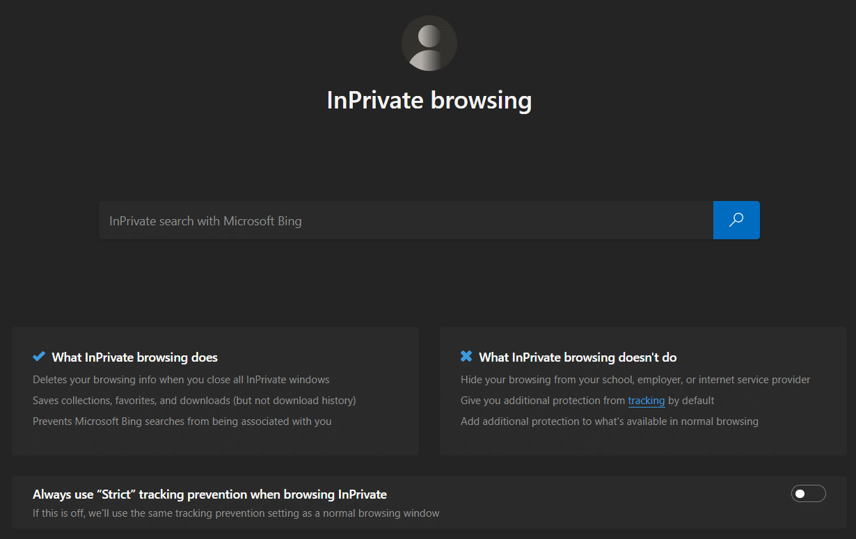 Janela de navegação InPrivate | RESULT_CODE_HUNG