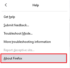 次に、Firefoxについてをクリックします。