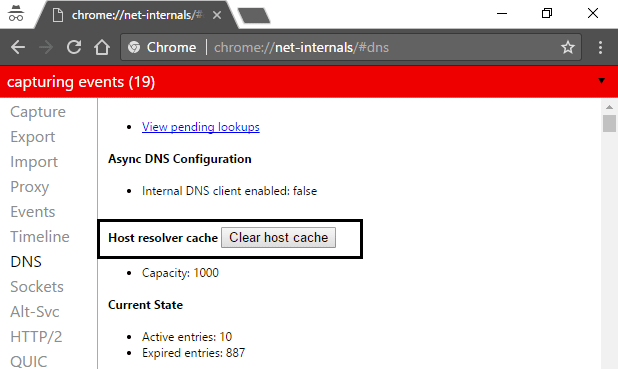 cliquez sur vider le cache de l'hôte / [RESOLU] L'adresse DNS du serveur n'a pas pu être trouvée erreur