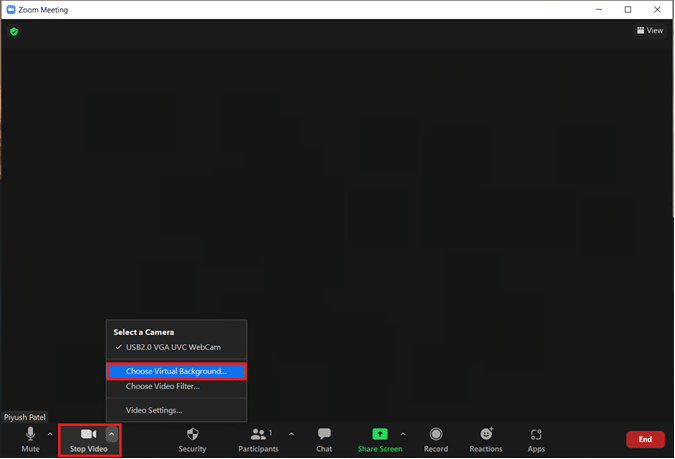 Wählen Sie virtuellen Hintergrund