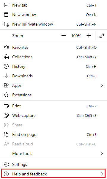ตอนนี้ คลิกที่ตัวเลือกความช่วยเหลือและคำติชม แก้ไข ERR NETWORK CHANGED ใน Windows 10