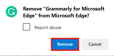 ยืนยันพร้อมท์โดยคลิกที่ Remove