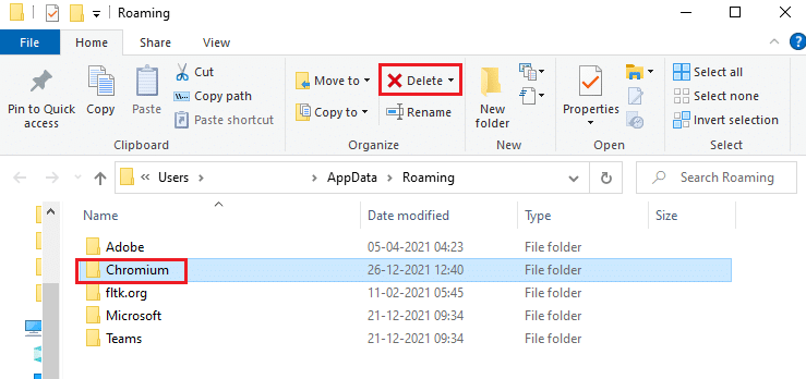 Wählen Sie den AppData Roaming-Ordner und navigieren Sie zum Chromium-Ordner. So deinstallieren Sie Chromium Windows 10