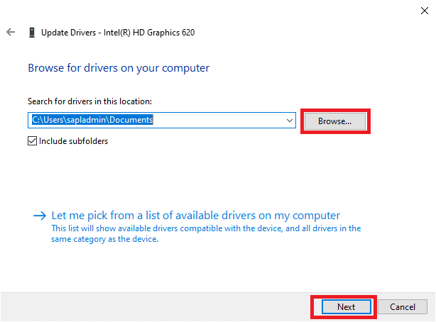 Kliknij Przeglądaj, a następnie kliknij Dalej. Napraw jasność systemu Windows 10 nie działa