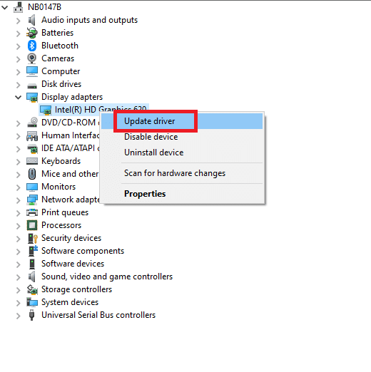 Kliknij zaktualizuj sterownik. Napraw jasność systemu Windows 10 nie działa