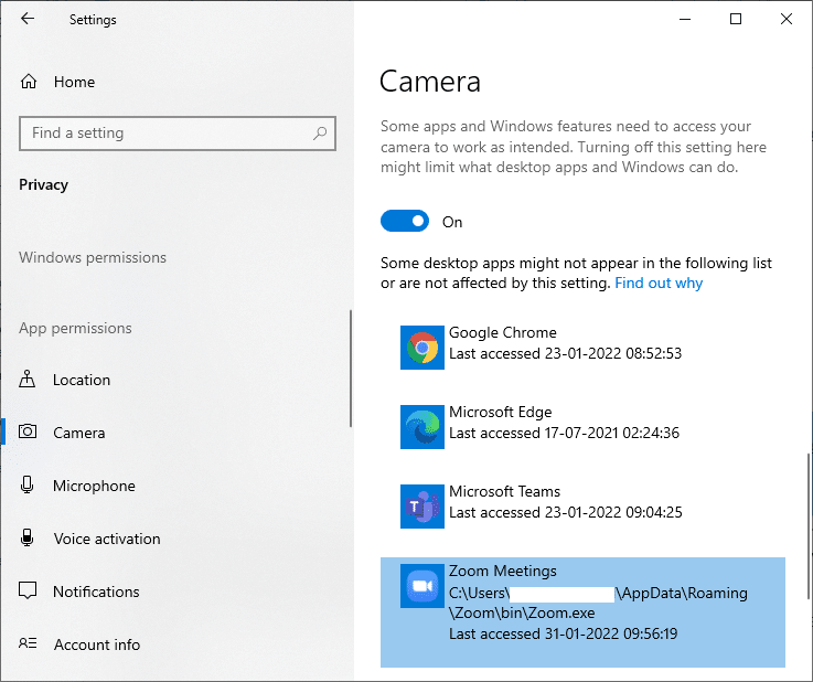 En la sección Elija qué aplicaciones de Microsoft Store pueden acceder a su cámara. Reparar No hay cámaras conectadas en Windows 10