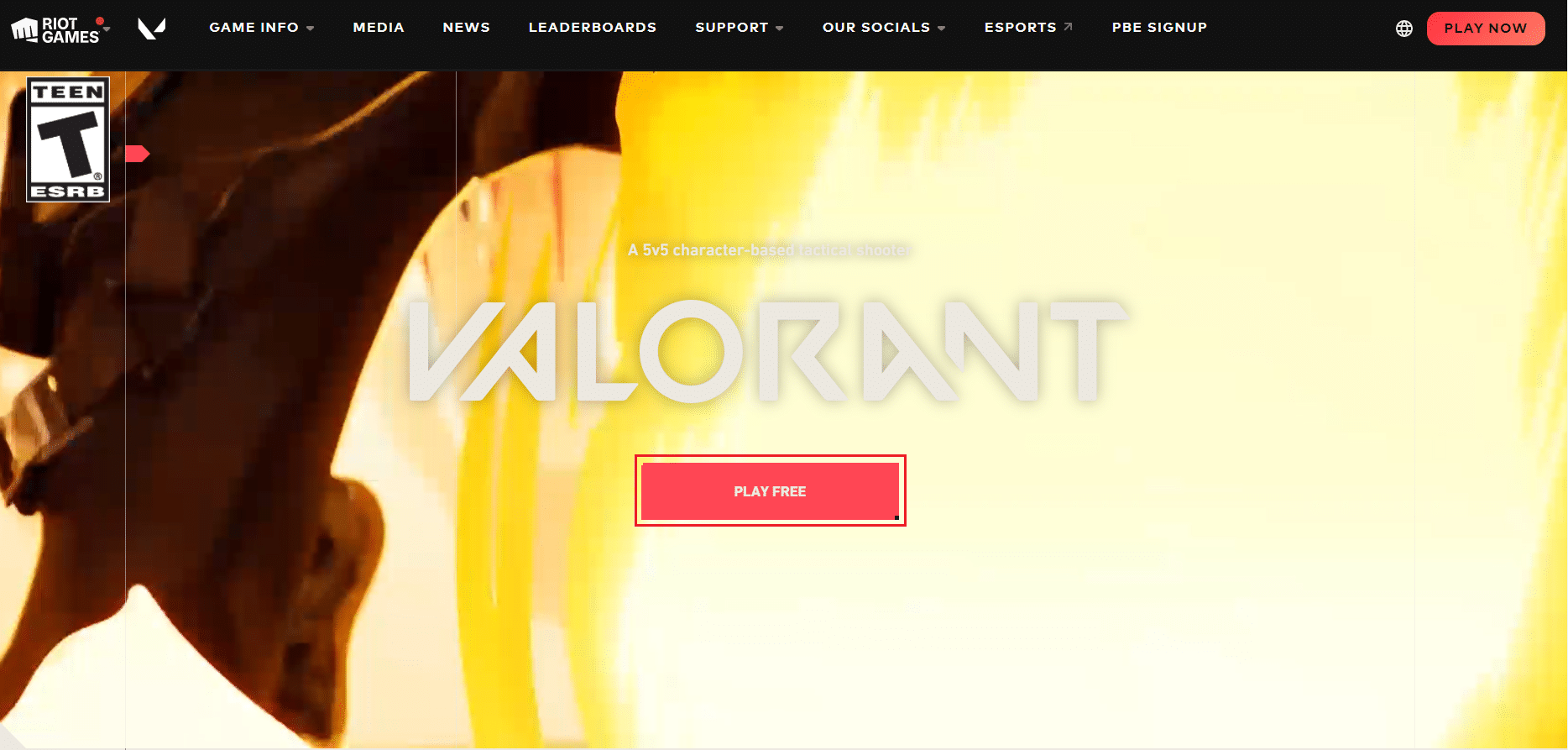 หน้าดาวน์โหลดอย่างเป็นทางการของ Valorant