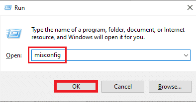 พิมพ์ msconfig แล้วคลิกตกลง วิธีแก้ไข Valorant FPS Drops